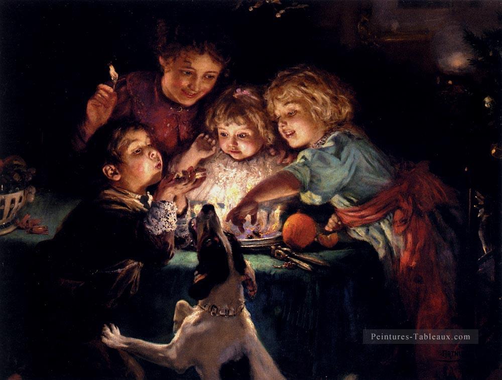 Snapdragon enfants idylliques Arthur John Elsley Peintures à l'huile